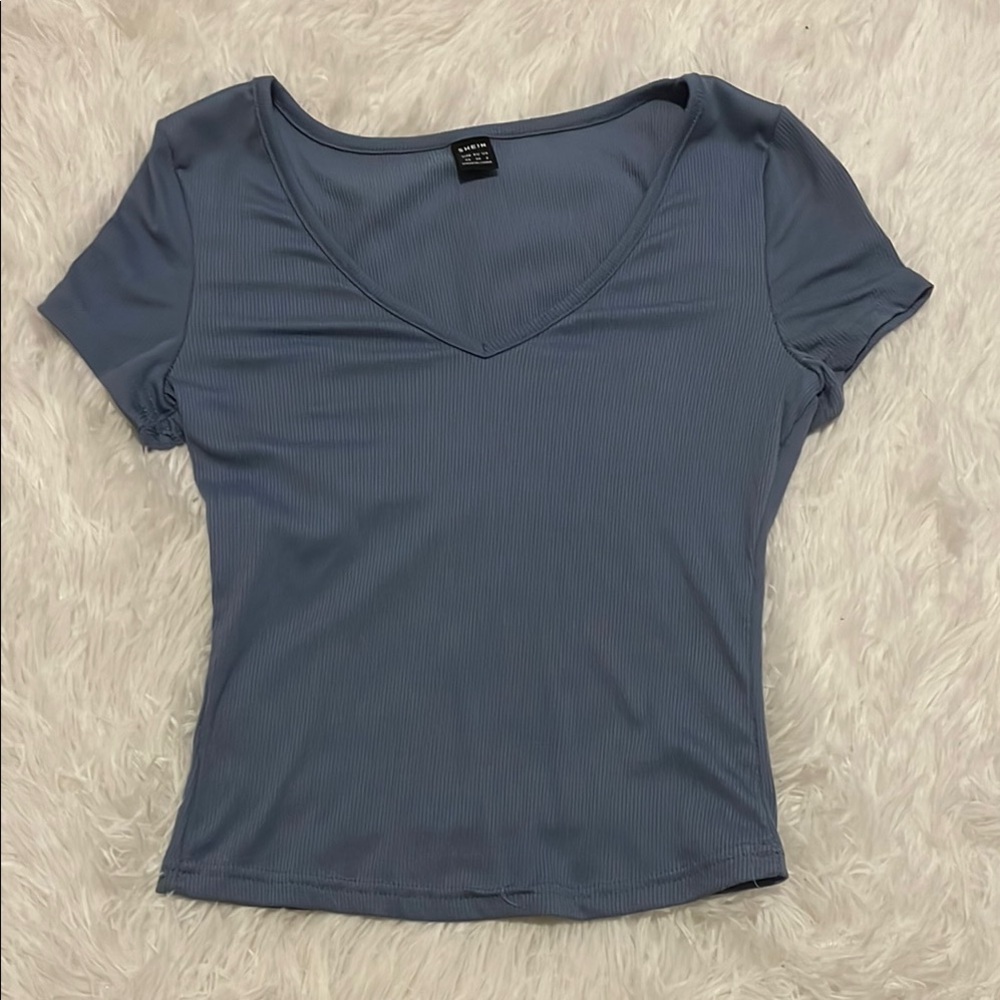 Women's Blue V-Neck Top